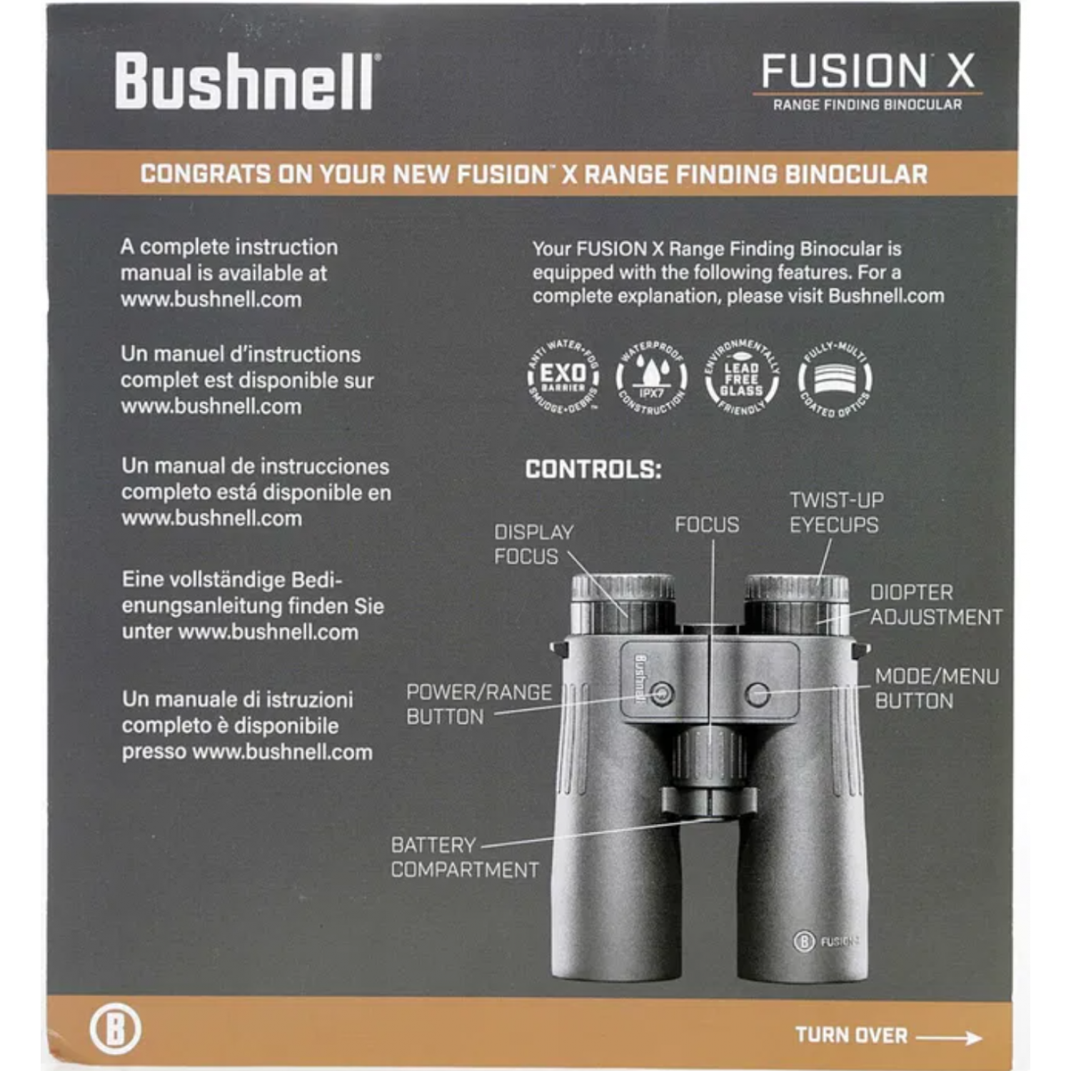 Бинокль с дальномером BUSHNELL FUSION X 10X42